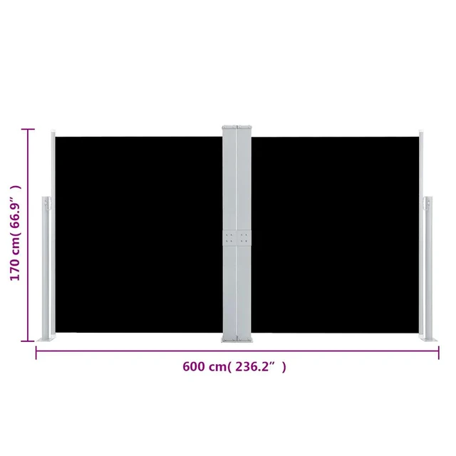 Alt view image 4 of 15 - vidaXL Retractable Side Awning Patio Folding Privacy Screen 66.9"x236.2" Black