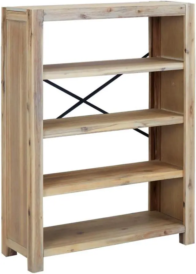 Alt view image 2 of 7 - vidaXL Bookshelf Bookcase 4-Tier Shelf Rack for Souvenirs Solid Wood Acacia
