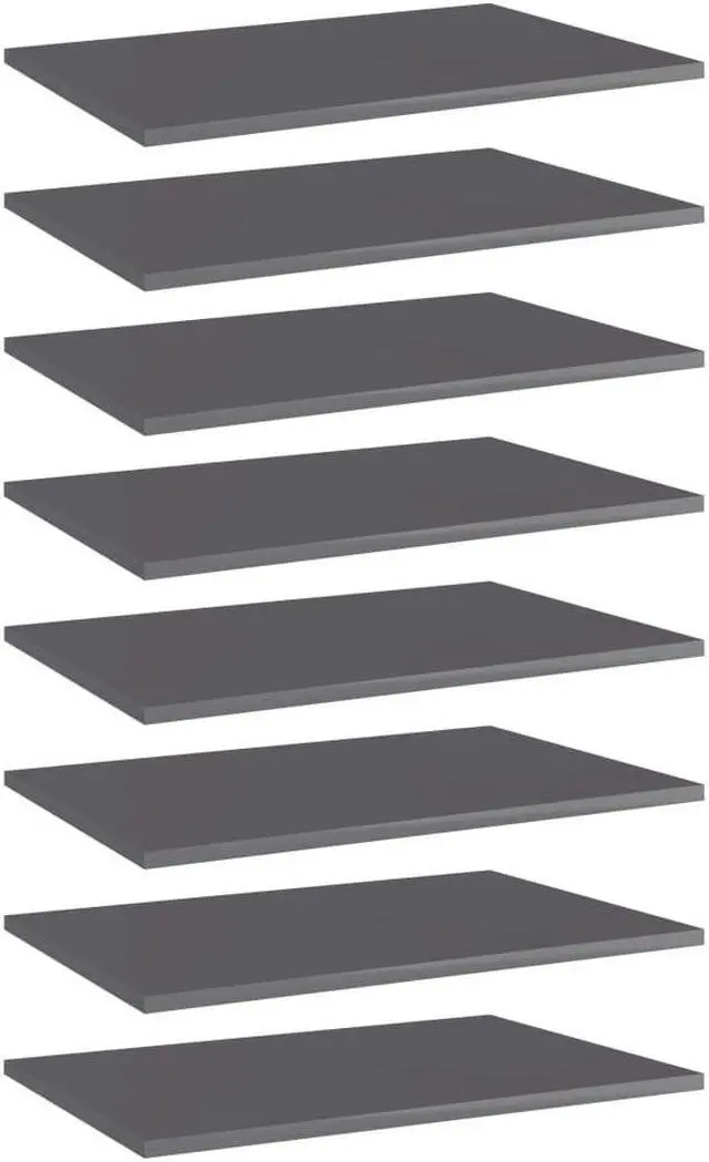 Alt view image 12 of 13 - vidaXL Bookshelf Boards Floating Shelf 8 Pcs High Gloss Gray Engineered Wood