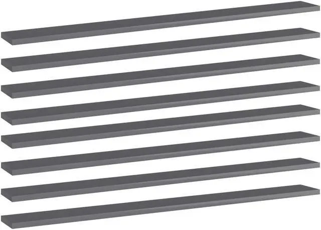 Alt view image 12 of 13 - vidaXL Bookshelf Boards Wall Shelving Unit 8 Pcs High Gloss Gray Engineered Wood