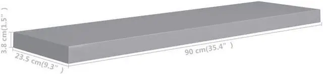Alt view image 8 of 10 - vidaXL Floating Wall Shelves 2 pcs Gray 35.4"x9.3"x1.5" MDF