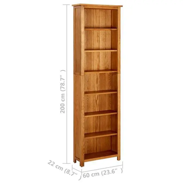 Alt view image 10 of 17 - vidaXL 7-Tier Bookcase 23.6"x8.6"x78.7" Solid Oak Wood