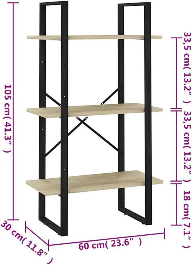 Alt view image 11 of 13 - vidaXL Storage Shelf Sonoma Oak 23.6"x11.8"x41.3" Engineered Wood
