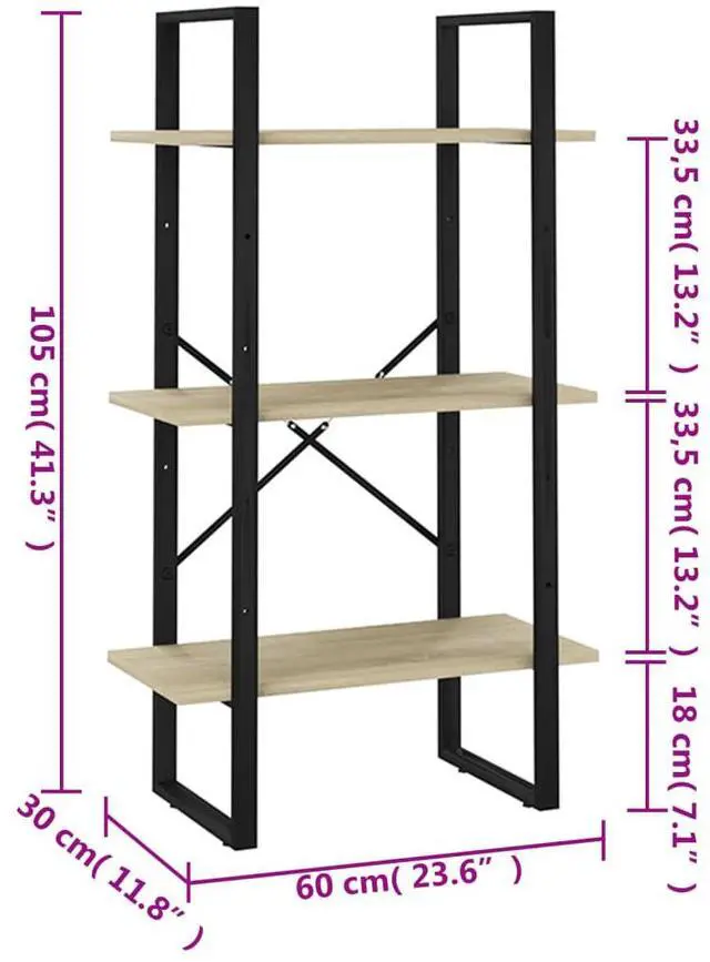 Alt view image 13 of 13 - vidaXL Storage Shelf Sonoma Oak 23.6"x11.8"x41.3" Engineered Wood