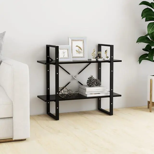 Alt view image 17 of 18 - vidaXL Bookshelf 2-Tier Book Cabinet Rack for Living Room Black Engineered Wood