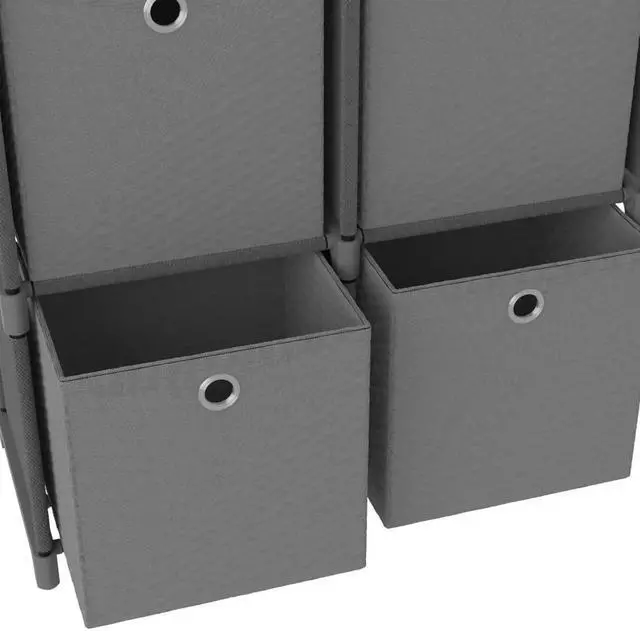 Alt view image 4 of 5 - vidaXL Display Shelf Free Standing 6-Cube Storage Shelf with Boxes Gray Fabric