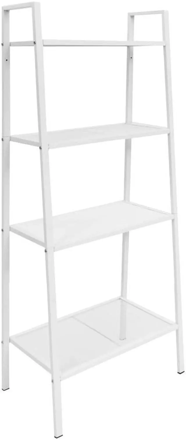 Alt view image 11 of 12 - vidaXL Bookcase 4-Tiers Ladder Bookcase Plant Display Shelving Unit Metal White