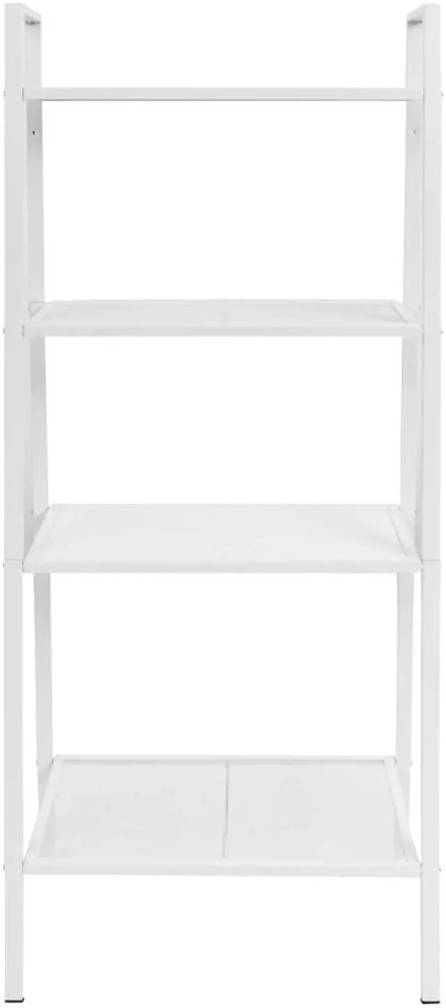 Alt view image 12 of 12 - vidaXL Bookcase 4-Tiers Ladder Bookcase Plant Display Shelving Unit Metal White