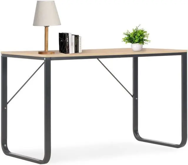 Alt view image 5 of 11 - vidaXL Computer Desk Home Office Table Writing Desk with Frame Black and Oak