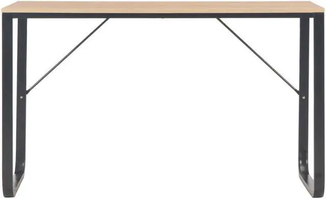 Alt view image 7 of 11 - vidaXL Computer Desk Home Office Table Writing Desk with Frame Black and Oak