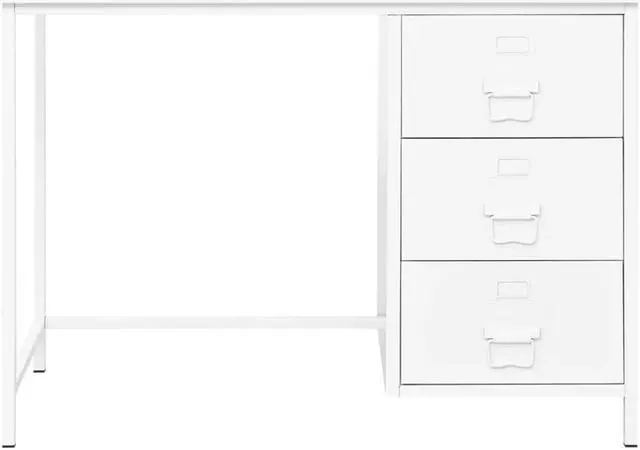 Alt view image 11 of 15 - vidaXL Industrial Desk with Drawers White 41.3"x20.5"x29.5" Steel