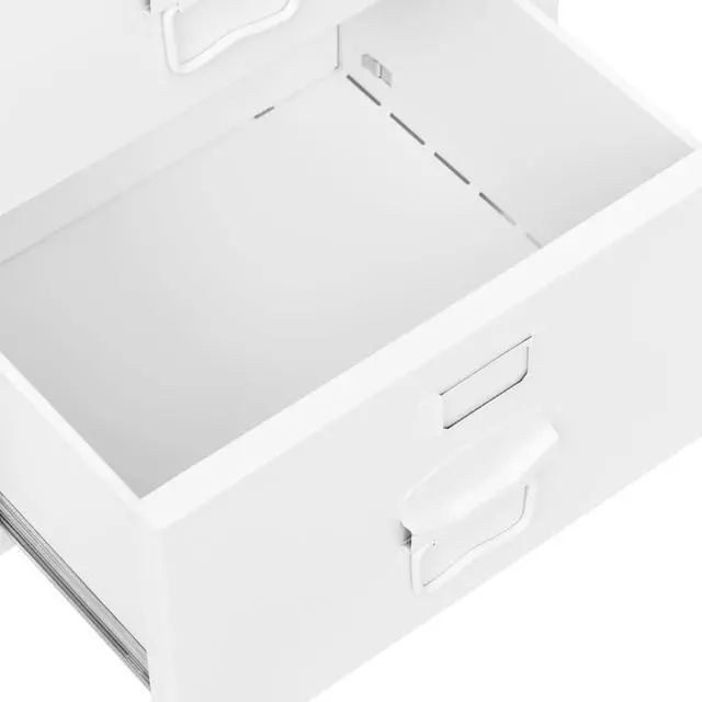Alt view image 14 of 15 - vidaXL Industrial Desk with Drawers White 41.3"x20.5"x29.5" Steel