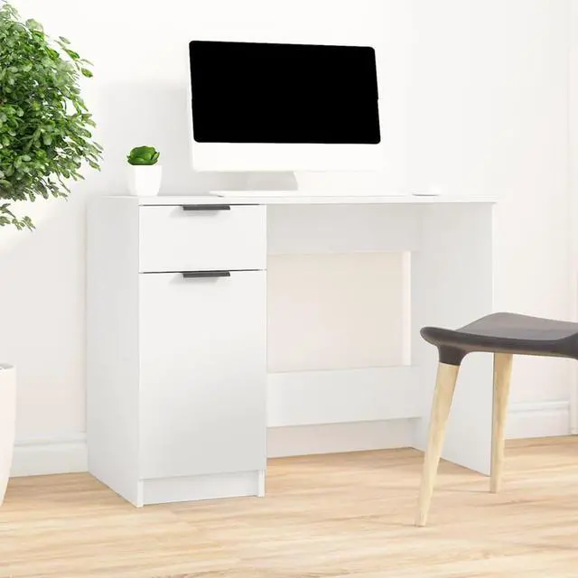 Alt view image 2 of 7 - vidaXL Desk Computer Table Furniture for Home Office White Engineered Wood