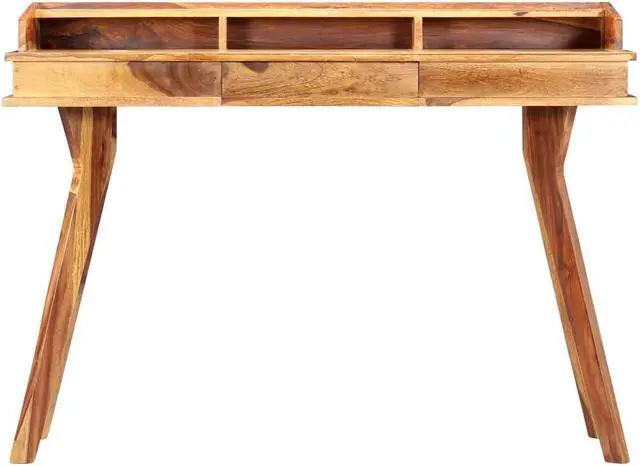 Alt view image 6 of 15 - vidaXL Writing Desk Brown Solid Acacia Wood Medium Writing Desk