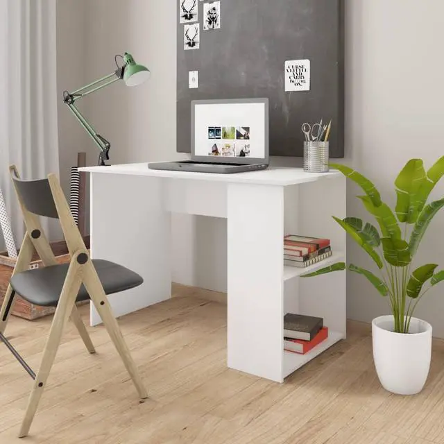 Alt view image 9 of 15 - vidaXL Desk Computer Desk Home Office Desk Workstation White Engineered Wood