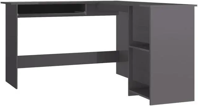 Alt view image 2 of 5 - vidaXL Corner Desk Home Office Computer Desk High Gloss Black Engineered Wood