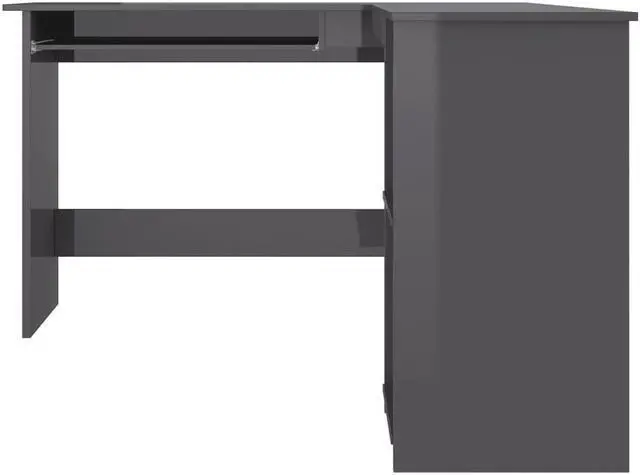Alt view image 3 of 5 - vidaXL Corner Desk Home Office Computer Desk High Gloss Black Engineered Wood