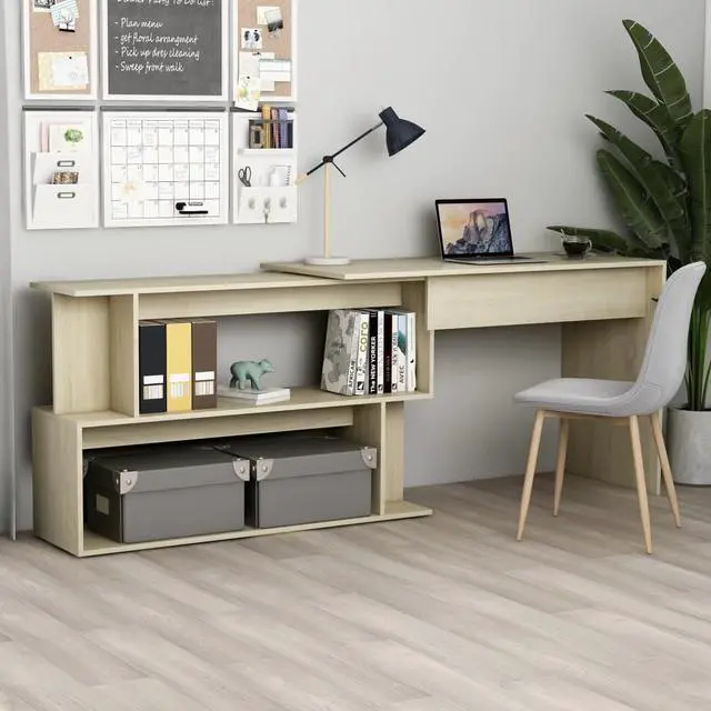 Main image of vidaXL Corner Desk Computer Desk Home Office Desk Sonoma Oak Engineered Wood