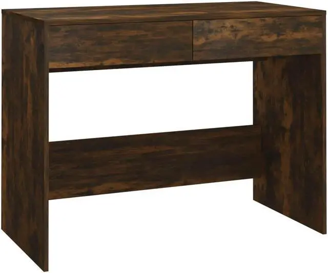 Alt view image 9 of 12 - vidaXL Desk Smoked Oak 39.8"x19.7"x30.1" Engineered Wood