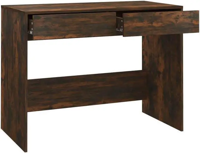 Alt view image 12 of 12 - vidaXL Desk Smoked Oak 39.8"x19.7"x30.1" Engineered Wood