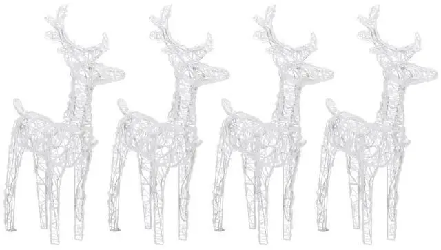 Alt view image 3 of 6 - vidaXL Christmas Reindeers 4 Pcs Lighting with 160 LEDs Cold White Acrylic