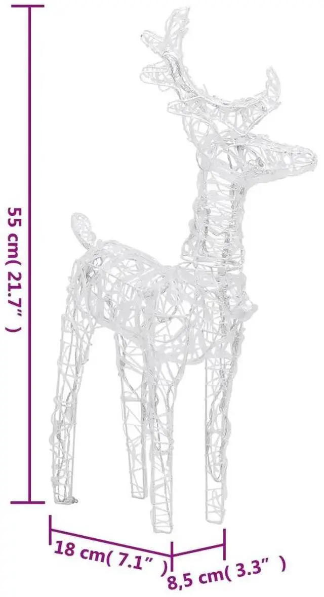 Alt view image 4 of 6 - vidaXL Christmas Reindeers 4 Pcs Lighting with 160 LEDs Cold White Acrylic