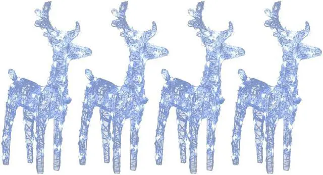 Alt view image 2 of 6 - vidaXL Christmas Reindeers 4 Pcs Lighting with 160 LEDs Cold White Acrylic