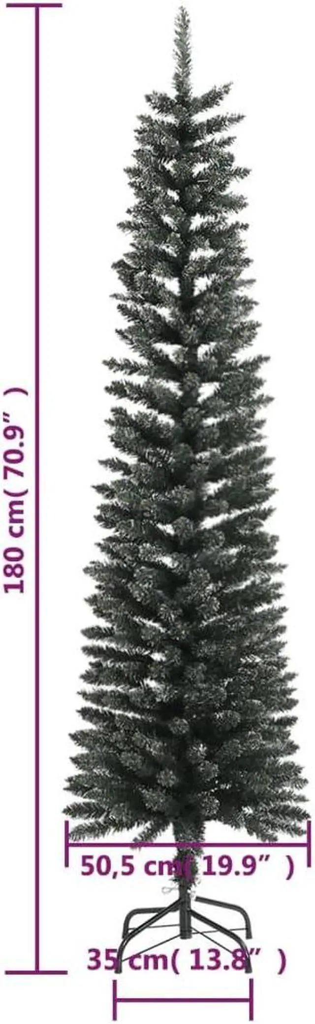 Alt view image 11 of 13 - vidaXL Artificial Slim Christmas Tree with Stand Green 6 ft PVC