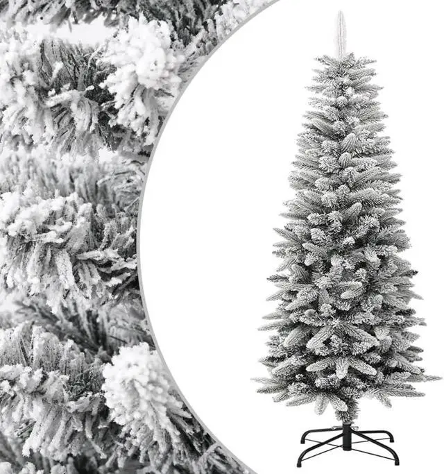 Alt view image 10 of 14 - vidaXL Artificial Slim Christmas Tree with Flocked Snow 4 ft PVC&PE