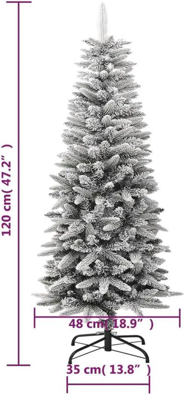 Alt view image 12 of 14 - vidaXL Artificial Slim Christmas Tree with Flocked Snow 4 ft PVC&PE