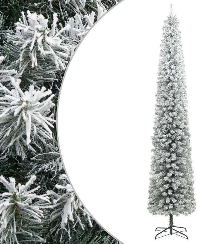 Main image of vidaXL Christmas Tree Artificial Slim Xmas Tree with Stand and Flocked Snow PVC