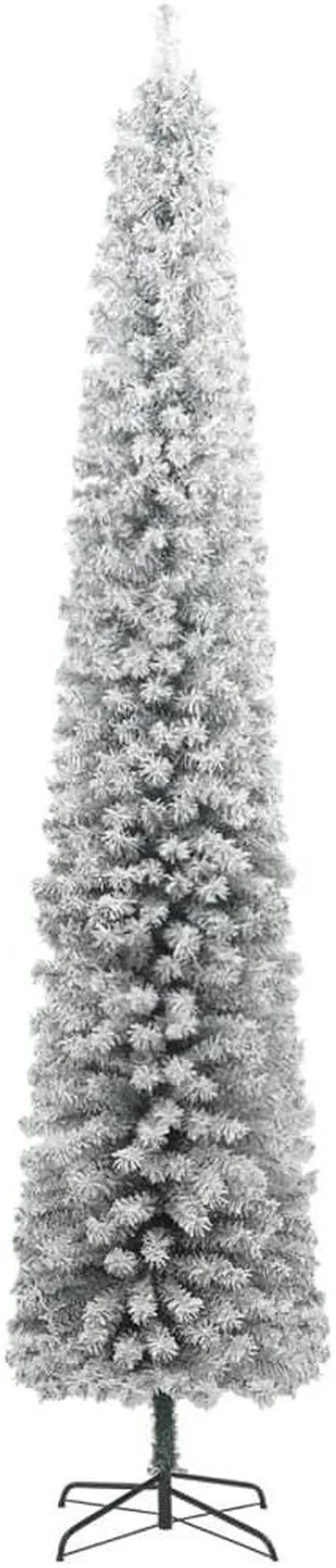 Alt view image 2 of 5 - vidaXL Christmas Tree Artificial Slim Xmas Tree with Stand and Flocked Snow PVC