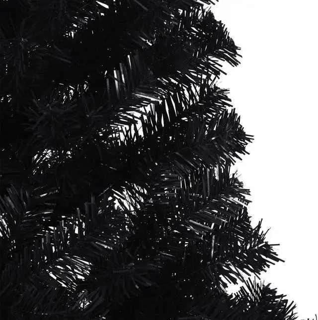 Alt view image 8 of 9 - vidaXL Christmas Tree Artificial Half-Circle Xmas Tree with Stand Black PVC