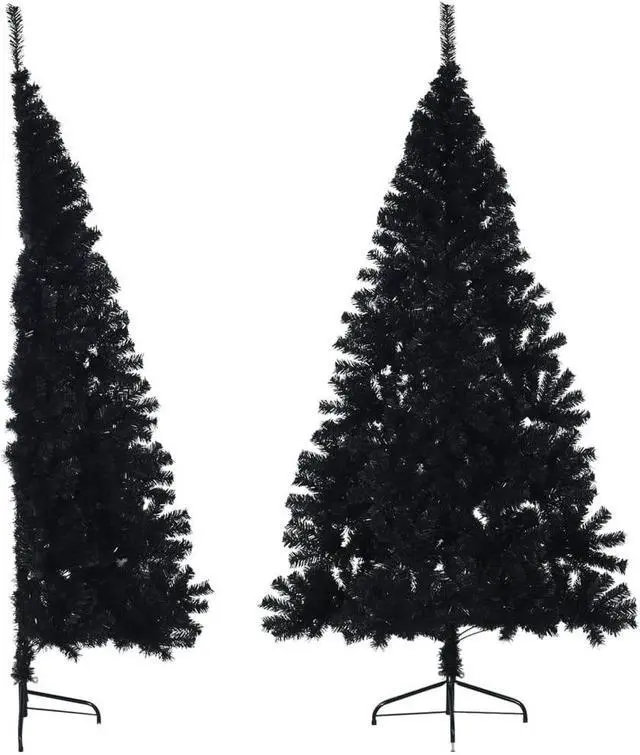 Main image of vidaXL Christmas Tree Artificial Half-Circle Xmas Tree with Stand Black PVC