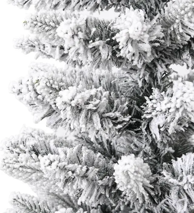 Alt view image 12 of 13 - vidaXL Christmas Tree Slim Artificial Xmas Tree with Flocked Snow PVC and PE