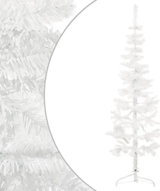 Main image of vidaXL Christmas Tree Decor Slim Artificial Half Xmas Tree with Stand White