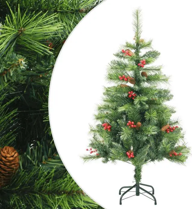 Main image of vidaXL Christmas Tree Artificial Hinged Christmas Tree with Cones and Berries