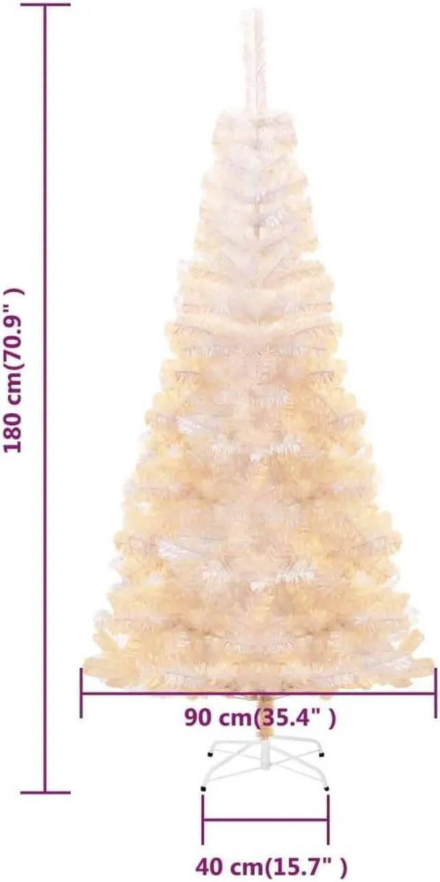 Alt view image 3 of 13 - vidaXL Christmas Tree Artificial Tree with Stand and Iridescent Tips White PVC