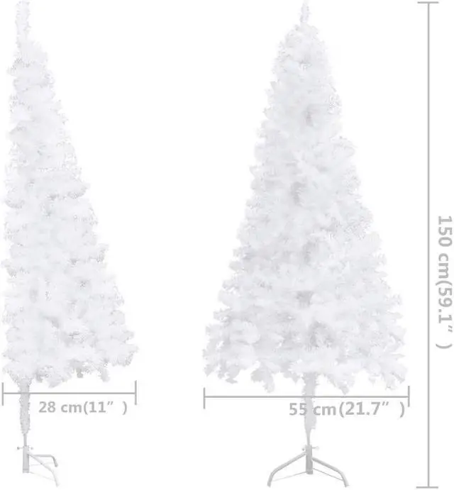 Alt view image 4 of 12 - vidaXL Christmas Tree Decoration Corner Artificial Tree with Stand White PVC