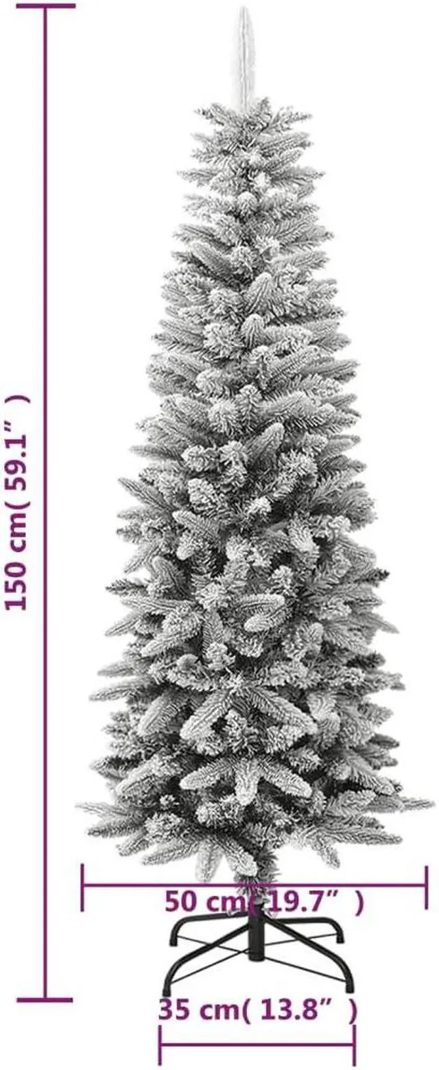 Alt view image 3 of 13 - vidaXL Christmas Tree Slim Artificial Xmas Tree with Flocked Snow PVC and PE