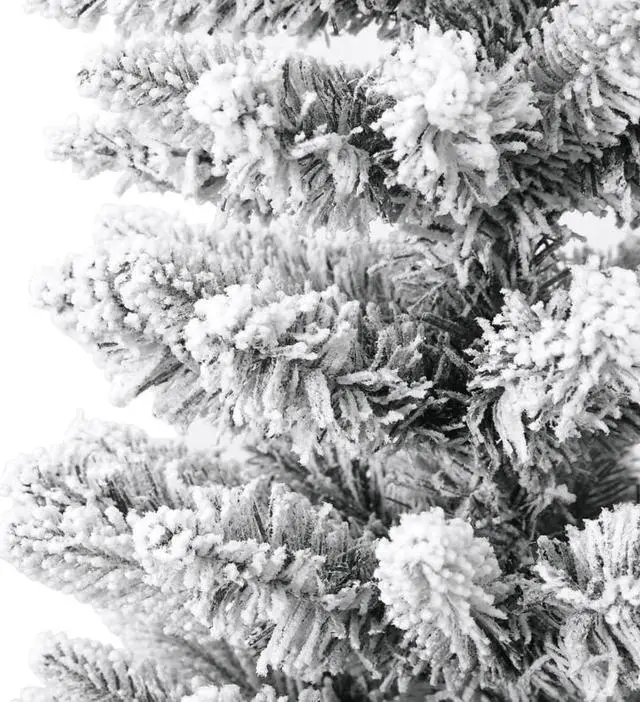 Alt view image 4 of 13 - vidaXL Christmas Tree Slim Artificial Xmas Tree with Flocked Snow PVC and PE