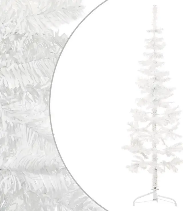 Main image of vidaXL Christmas Tree Decor Slim Artificial Half Xmas Tree with Stand White