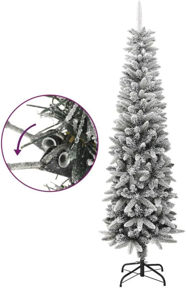 Alt view image 10 of 13 - vidaXL Artificial Slim Christmas Tree with Flocked Snow 7 ft PVC&PE