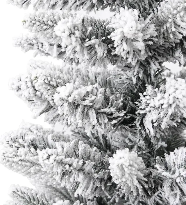 Alt view image 12 of 13 - vidaXL Artificial Slim Christmas Tree with Flocked Snow 7 ft PVC&PE