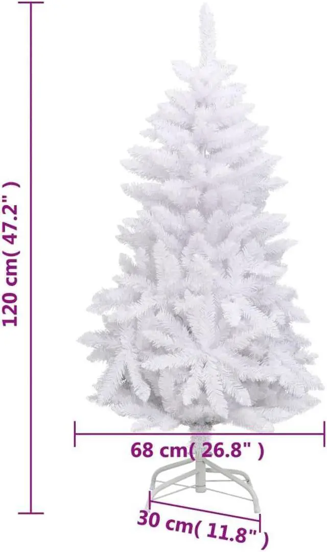 Alt view image 3 of 5 - vidaXL Christmas Tree Artificial Hinged Xmas Tree Decoration with Stand White