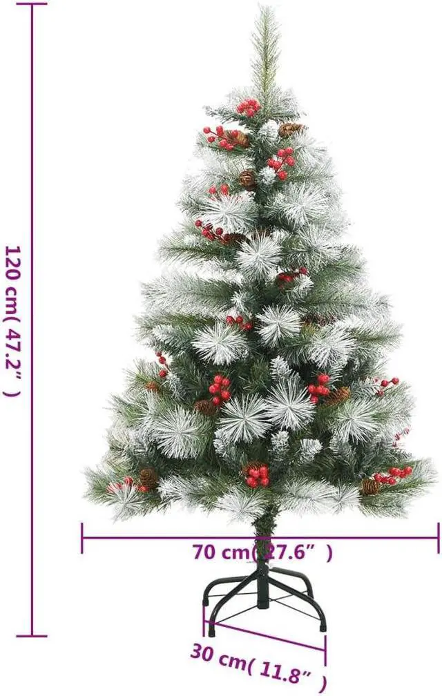 Alt view image 3 of 5 - vidaXL Christmas Tree Artificial Hinged Christmas Tree with Cones and Berries