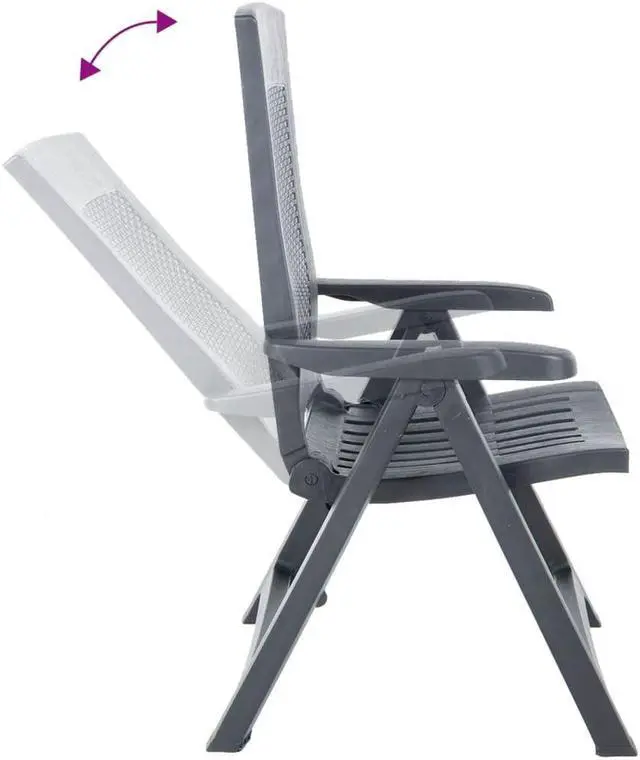 Alt view image 12 of 16 - vidaXL Outdoor Recliner Chairs 2 Pcs Patio Reclining Chair Plastic Anthracite
