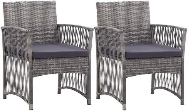 Alt view image 17 of 17 - vidaXL Patio Armchairs with Cushions 2 pcs Anthracite Poly Rattan