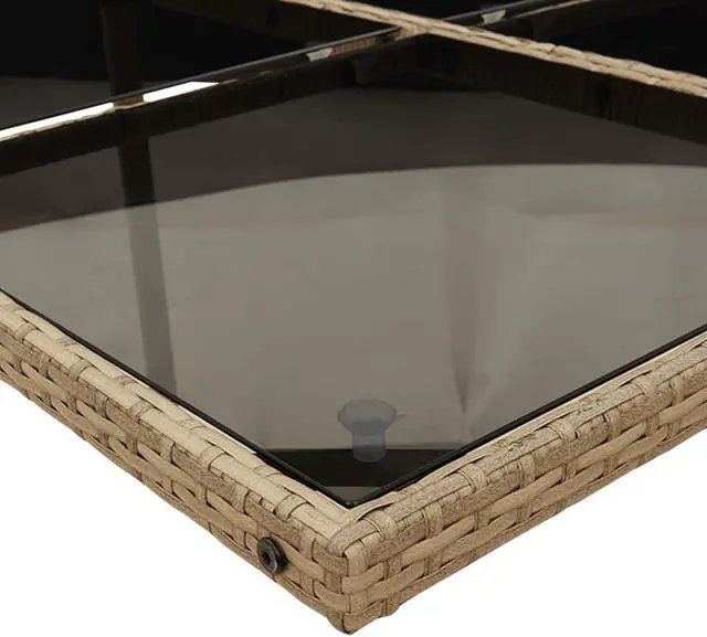 Alt view image 5 of 5 - vidaXL Patio Dining Set with Cushions Furniture 9 Piece Beige Poly Rattan