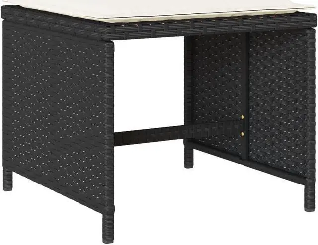 Alt view image 5 of 6 - vidaXL Patio Dining Set with Cushions Outdoor Garden 9 Piece Black Poly Rattan